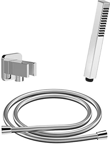 CHRIS BERGEN Brausegarnitur - SET aus Stabhandbrause, Wandanschlussbogen und Brauseschlauch - in Chrom