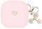 AIIEKZ Compatible with Powerbeats Pro, Soft Silicone Case with Gold Heart Pattern for Powerbeats Pro Case with Cute Butterfly Keychain for Girls Women (Pink)