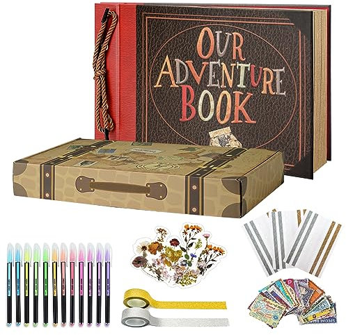 Vienrose Our Adventure Book Up Scrapbook Photo Album DIY Memory Scrap Book Hard Cover Couple Gifts for Boyfriend Couple Gifts