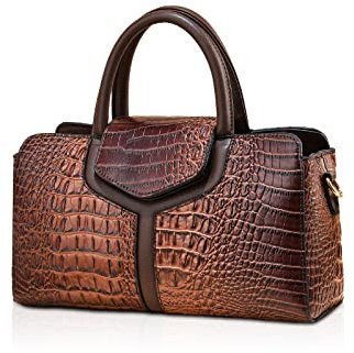 NICOLE & DORIS Handtasche Damen Krokodil Henkeltasche Elegant Schultertaschen PU Leder Umhängetasche Crossbody Bag Frauen Satchel Handtasche Clutch Tasche Kaffee