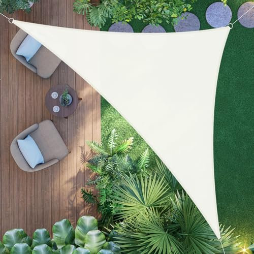 AXT SHADE Toldo Vela de Sombra Impermeable Triangular 2,5x2,5x3,5m Protección Rayos UV para Terraza Exterior Patio Jardín-Crema