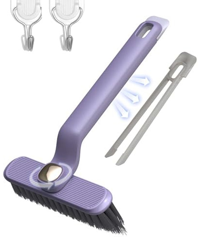 RUVE Multi-Function Rotating Crevice Cleaning Brush, 3 in 1 Gaps Cleaning Brush Crevice Cleaning Tool, Shovel and Clip, Portable Detail Cleaner Scrub Brush for Window Groove, Kitchen, Bathroom