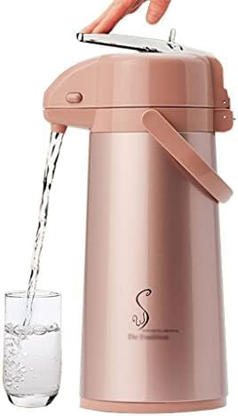 Isolierflasche Aus Edelstahl, Thermo-Kaffeekaraffe Mit Pumpe, Hebelwirkung, 48 Stunden Wärmespeicherung, 48 Stunden Kältespeicherung, Isolierte Pumpen-Kaffeekanne 77/88 Unzen,Rosenrot,2,2L,Bonny36