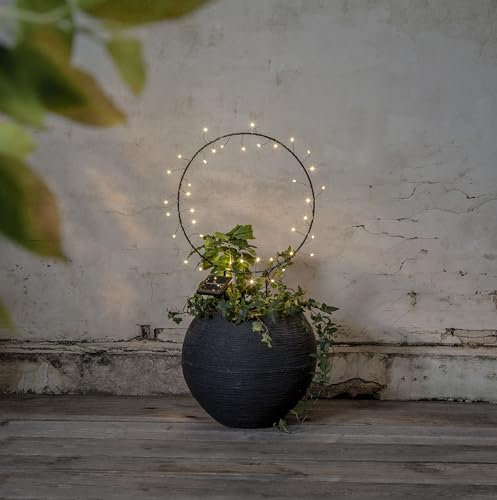 Star Trading 482-62 LED-Solar-Dekoration Barlumi schwarz, Metall, ca. Ø 60 cm, ca. 100 cm hoch, 60 ww LED, Akku, outdoor, Vierfarb-Karton