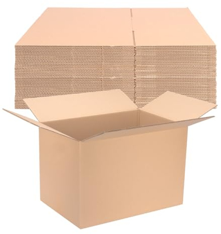 verpacking Faltkarton mit Grifflöchern 585 x 385 x 380 mm Braun (Außenmaß 600 x 400 x 400 mm) variable Höhe bei 200/300 mm KK 107G 2-wellig BC-Welle Umzugskarton doppelwandige Karton (10 Stück)