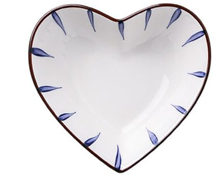 DouYuan Ceramic Heart Shaped Bowl, 150ML/5.3OZ Cute Porcelain Dipping Sauce Dishes, Multipurpose Seasoning Dish for Ketchup, Sushi, Soy, Sauce, Snack, Dessert