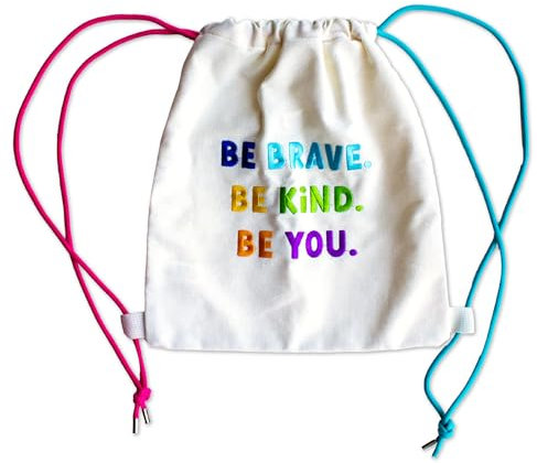 Papierdrachen Turnbeutel Frauenpower - be brave, be kind, be you - bunt - Statement - bestickt - Rucksack - für Sport und Freizeit