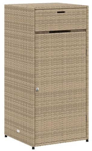 Willood Gartenschrank Beige 55x55x111 cm Poly Rattan Geräteschrank mit viel Stauraum, Beistellschrank Schrank mit Türen, Balkonschrank Terrassenschrank
