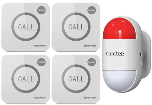 taoctee Strobe Siren Alarm Panic Alarm Buttons Strobe Siren Remote Alarm Sound & Light Security Alarm Warning Strobe Alarm System for Home, Bussiness(Battery Operated&USB Charging)