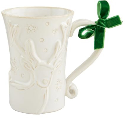 Mud Pie Taza blanca de Navidad, reno, 12 onzas