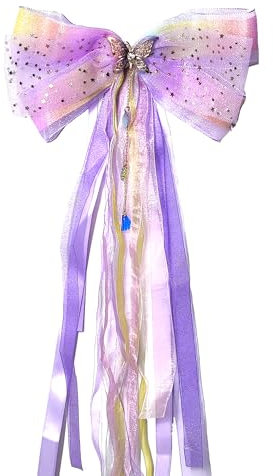LIANCHEN Lila Schultütenschleife Rosa Schultüte Schleife Zuckertüte Schleife Deko Schulanfang Schleife Chultütenschleife für Schulanfang Einschulung Deko, Geschenk, Hochzeit, 60 x 15 cm (Lila)