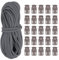 PATIKIL 10 Yard Elastic Bungee Cord & Single Hole Cord Lock, 25 Pack Plastic Oval Spring Toggle Stopper for Paracord Drawstring Shoelace Clothing Backpack Bags, Dark Gray