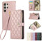 Vaitasy Custodia per Samsung Galaxy S24 Ultra Pelle PU Cerniera Custodia a Portafoglio per Galaxy S24 Ultra Custodia con Magnetica Flip Stand Case Cover Oro rosa