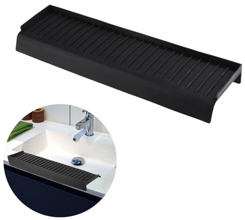 lasuroa Protezione in Silicone per Bordo Lavello Cucina, Protezione Bordo Lavello per Paraspruzzi Lavello Cucina per Vasca da Bagno Lavello Della Cucina Piano Lavoro Granito Acciaio Inossidabile(Nero)