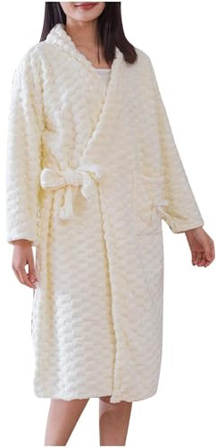 Vestaglia Donna Invernale Pile Caldo Elegante Vestaglie Accappatoio Morbidissimo con Cintura e Tasca Morbidissimo Pile Vestaglia da Notte Morbida & Calda Lunga Unisex per Casa Idee Regalo per Lei