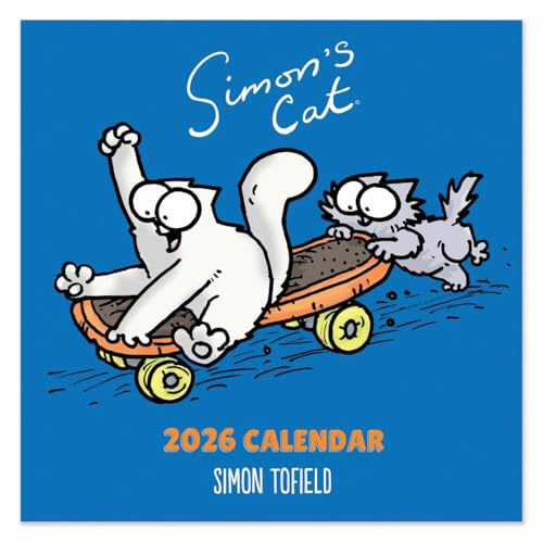 Simon's Cat Wandkalender 2026, quadratisch, Monatsansicht, von Portico Designs Ltd