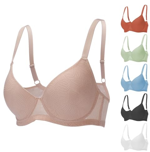 Confezione da 6 Reggiseni da Donna con Ferretto Reggiseni Classici Reggiseni Soft Push Up Reggiseni Comodi Reggiseni T-Shirt, 5D