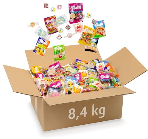 Karneval-Wurfmaterial mit Süßigkeiten – 8,4 kg bunte Auswahl an abgepackten Süßigkeiten für Fasching und Karneval – Spaß für Groß und Klein