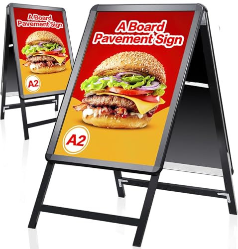 VAIIGO A2 A-Board Pavement Sign - Double Side Display Poster Board Aluminum Frame Sign Board for Outdoor Advertising Display Stand, Black