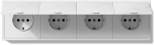 BSEED 4 Fach Steckdose Unterputz mit Wasserdicht Abdeckung, 250V 16A Aussensteckdose mit PC Rahmen, Wandsteckdose mit Krallen Für Feuchträume Badezimmer, Weiß