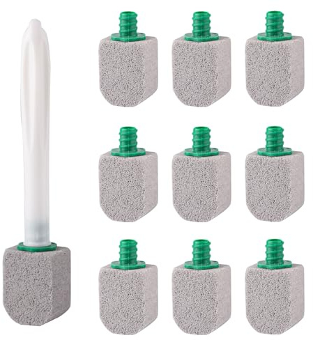 10 PcsPumice Stone for Toilet Pumice Cleaning Stones Sticks Brush | Toilet Pumice Stone for Cleaning Bathroom Kitchen Sink Pool Toilet Limescale Remover, with 1 Short Handle