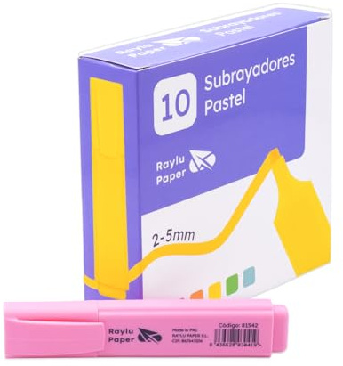 RAYLU PAPER Evidenziatori Rosa Pastello con Punta Scalpello, Set Evidenziatori 10 pz con Tratto 2–5 mm, Highlighters per Studio e Organizzazione (Rosa Pastello, 10 pz)