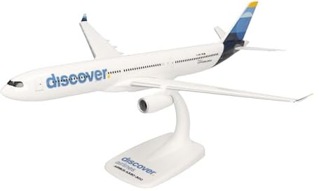 Herpa Snap-Fit Modellflugzeug Discover Airlines Airbus A330-300, Miniatur im Maßstab 1:200, Sammlerstück, Modell mit Standfuß, Kunststoff