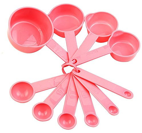 Gemini_mall Pink Measuring Cups and Spoons Set - 10 Pieces - for Baking Cooking Kitchen