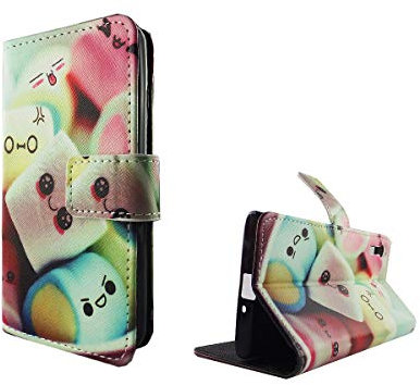 König Design Handyhülle Kompatibel mit Sony Xperia XZ Handytasche Schutzhülle Tasche Flip Case mit Kreditkartenfächern - Marshmallows