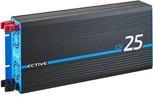 ECTIVE - Wechselrichter 12V auf 230V CSI 25-2500W Reine Sinuswelle - Offgrid-Spannungswandler DC/AC Strom mit USB, Überlast- & Überhitzungsschutz, NSV & USV Funktion und Batterieladefunktion bis 20A