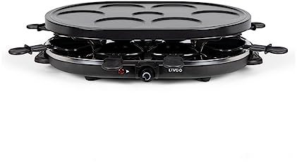 LIVOO DOC188 Appareil à Raclette et Mini-Crêpes, Noir