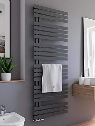 Schulte H02416950 Badheizkörper Breda, 169 x 50 cm, 718 Watt Leistung, Anschluss unten, anthrazit, Heizkörper mit Handtuchhalter-Funktion