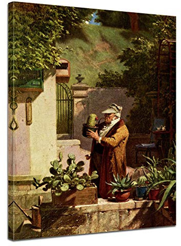 Bilderdepot24 Bild auf Leinwand | Carl Spitzweg Der Kaktusfreund in 40x50 cm als Wandbild | Wand-deko Dekoration Wohnung alte Meister | NEU-180202-40x50-dkf