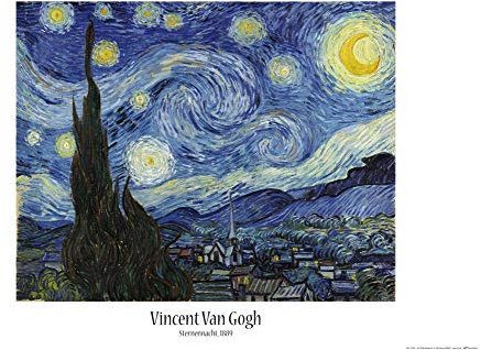 1art1 Vincent Van Gogh Poster Die Sternennacht, 1889 Plakat | Bild 91x61 cm