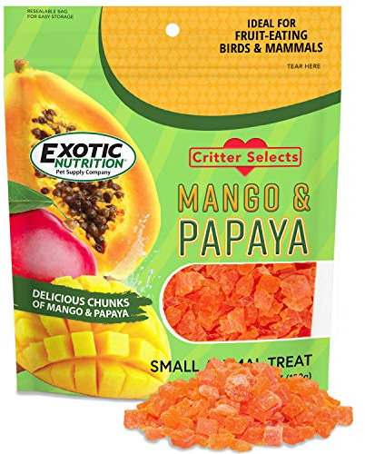 Mango & Papaya Treat (4.5 oz.) - Healthy Treat for Small Animals - Sugar Gliders, Rats, Chinchillas, Ferrets, Parrots, Hamsters, Squirrels, Hedgehogs, Guinea Pigs, Rabbits & Other Small Animals