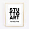 Din A4 Kunstdruck ohne Rahmen - Stuttgart Koordinaten Typographie Stadt City Modern Druck Poster Bild