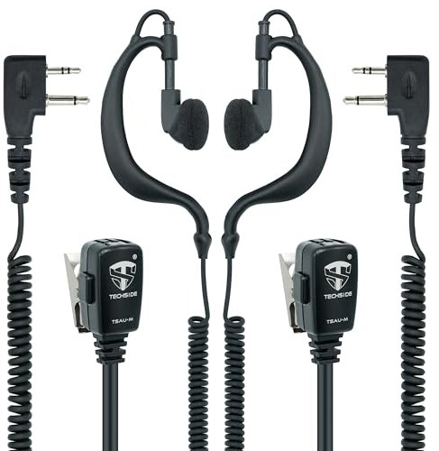 TechSide Midland 2-poliges umlaufendes Headset-Mikrofon | Für Funkgeräte | Kompatibel mit G7 pro G8 G9 pro M24 M24 Plus M48 M99 G6 XT G7 XTR | Überwachung, Sicherheit, Airsoft (2 Stück)