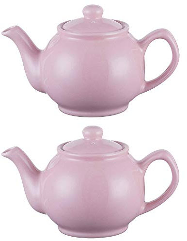 Price & Kensington Traditional Ceramic Tea Serving Teapot 2 Cup Matt Pink (Pack of 2)