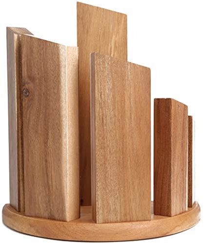 Resafy Wooden Magnetic Knife Block,360° Double Sided Knife Board Universal Knives Holder with Strong Magnet Knife Strip Stand