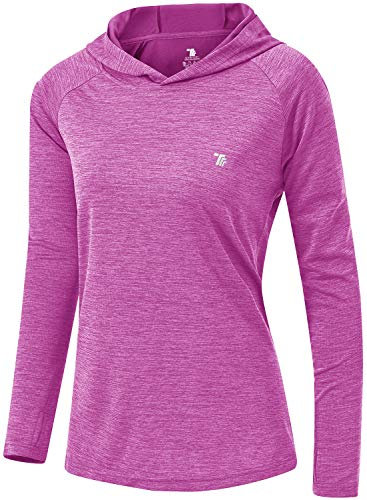 donhobo Women's Long Sleeve Sports Running Hoodie Tops Shirts with Thumb Hole,UPF 50+ Sun Protect Breathable Quick-Dry Fitness T-Shirt Tops for Workout Gym Training Yoga Pilates Purple S