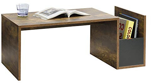 [en.casa] Couchtisch Bollnäs mit Ablagefach 90 x 45 x 35 Wohnzimmertisch Sofatisch Eiche dunkel