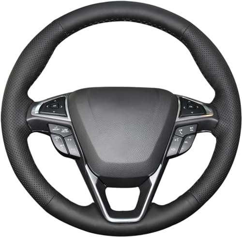 MEWANT Lenkradbezug zum Nähen für Design Lenkradhülle Handgenähte aus & | Custom Design Lenkradhülle Handgenähte aus & Wildleder Lenkrad für Ford Mondeo 2014-20/Edge 2015-20/Galaxy 2015-20