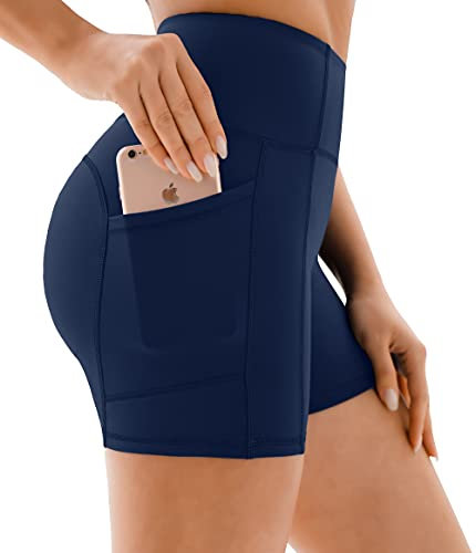 Persit Sporthose Damen Kurz Radlerhose - Sport Leggins Yoga Shorts Sommer Kurze Leggings Laufhose Kobaltblau-M