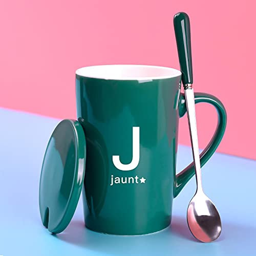 Coffee Cups Breakfast Milk Mugs Ceramic Water Cup Porcelain Alphabet J