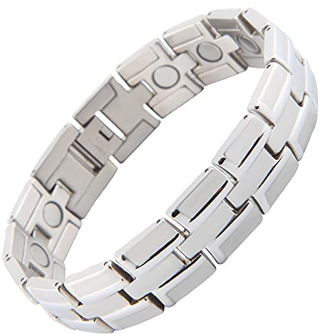 はち Magnetarmband für Frauen Titanium Relief Armbänder Magnetische Therapie Armband Gesundheit Silber magnetische Armbänder Arthritis Armbänder mit Kohlefase