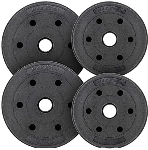 MAXXIVA Hantelscheiben-Set Zement 7,5 kg 4 Gewichtsscheiben Ersatzgewichte Fitness-Zubehör für Kraftsport Kraftübungen Bodybuilding Gewichtheben