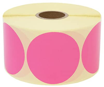 Prolac Markierungspunkte – 1000 Stück Bunte Klebepunkte auf Rolle, 50x50 mm - Pink, Glue Dots, Selbstklebende, Runde Aufkleber perfekt für Kennzeichnung im Büro, Sticker rund
