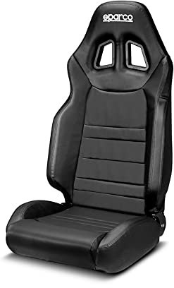 Sparco Sportsitz R100+ Schwarz Kunstleder + Schwarze Nähte (Verstellbar)