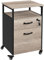 Yaheetech Rollcontainer mit 2 Schubladen, Aktenschrank, offenes Fach, Büroschrank mit Rädern, mobil, Abschließbarer Rollschrank, stabiles Stahlgestell, Industrie-Design, Greige + Schwarz