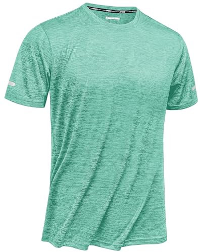 TACVASEN Funktionsshirt Herren Kurzarm Freizeitshirts Quick Dry Slim Fit Yoga Shirts Casual Bodybuilding Tops, Hellgrün, L